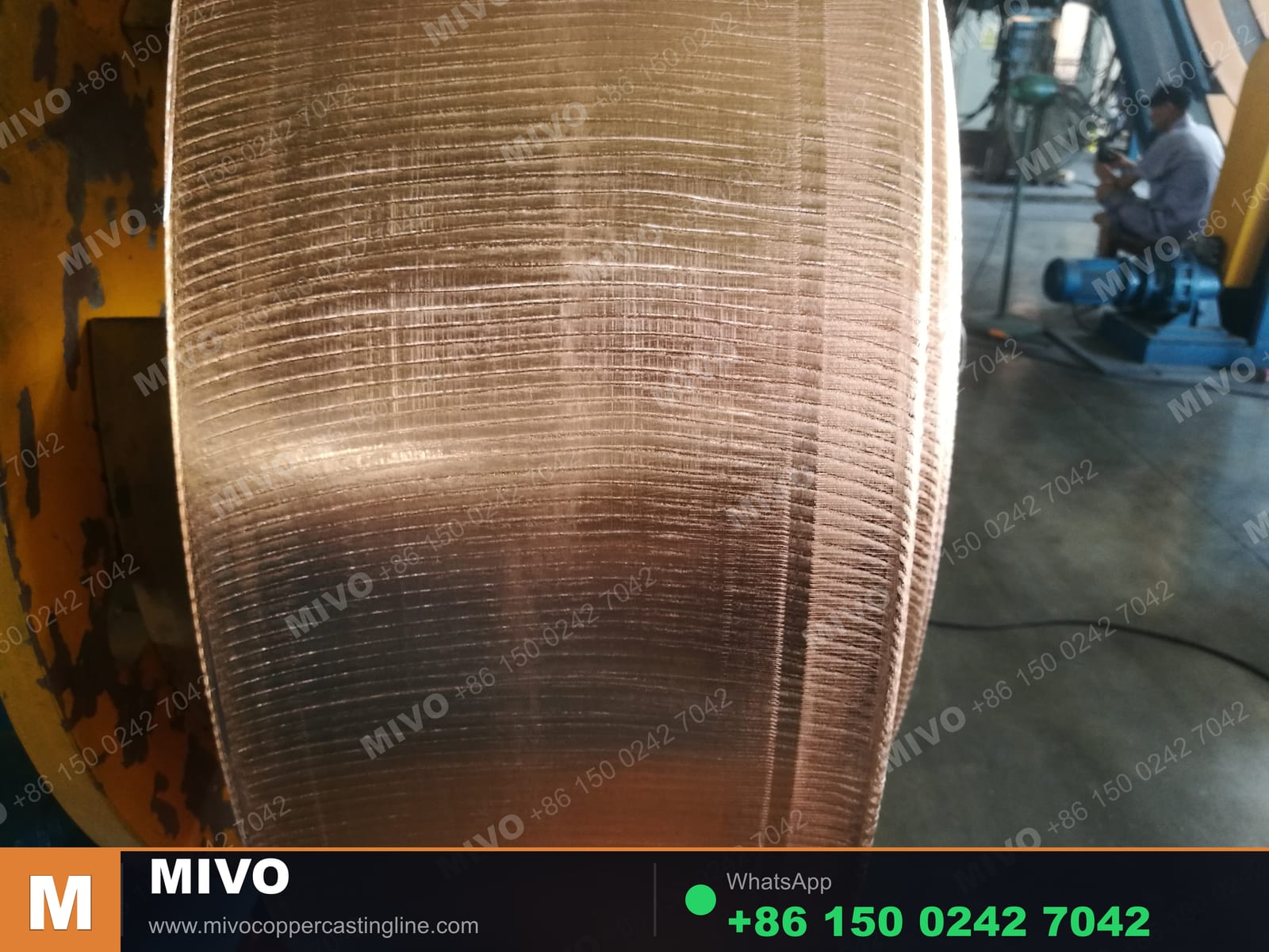 Copper upcast machine traction and coiling section